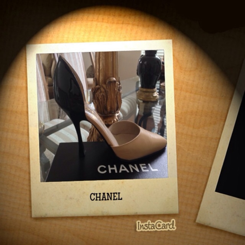 COPY - CHANEL d' Orsay Tan and Black Patent! Like New